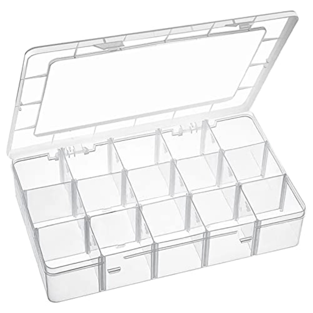 15 Large Grids Plastic Organizer Box with Dividers, Exptolii Clear